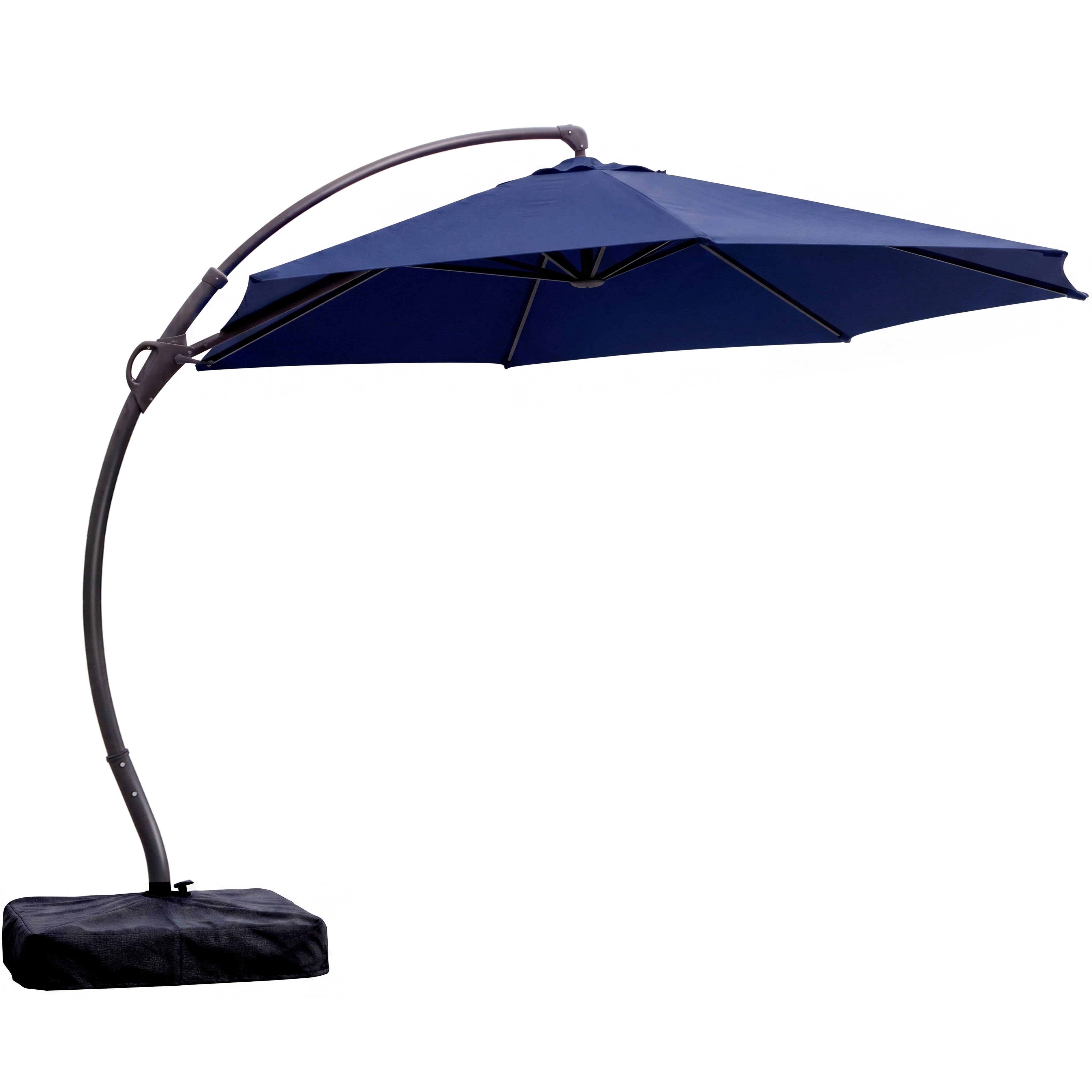 LAUSAINT HOME 12 FT Outdoor Patio Umbrella with Base, Aluminum Cantilever Umbrella with Crank, Navy Blue