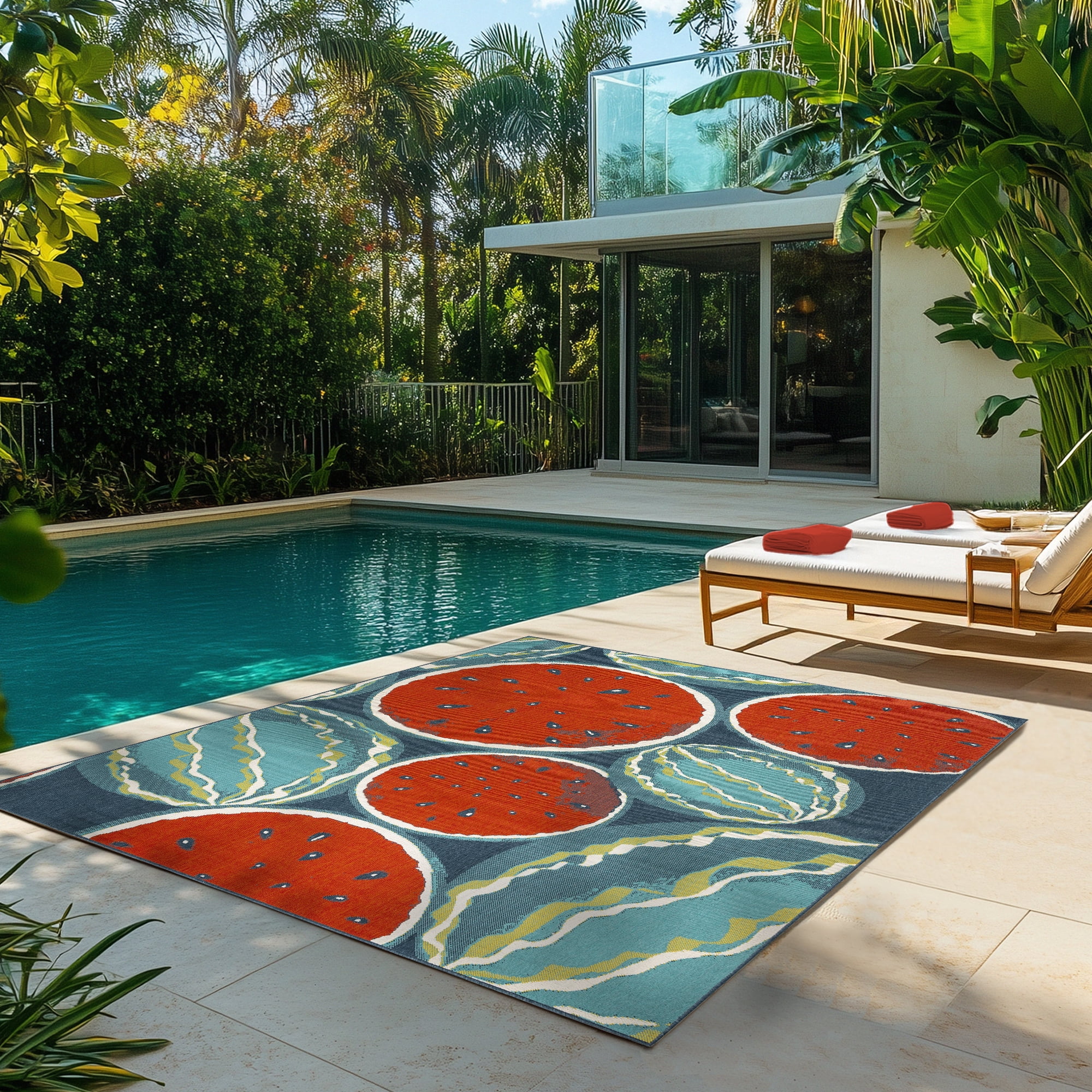 Ziesta Chomp Indoor/ Outdoor Polypropylene Red Machine Made Area Rug, 8x10
