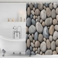 thumbnail image 2 of Pebble Stone Shower Curtain Set - Standard 72" x 72" Washable Bathtub Curtain with 12 Hooks, Modern Minimalist Nature Art Aesthetics Waterproof Fabric Stall Shower Curtains for Bathroom Décor, 2 of 6