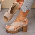 thumbnail image 5 of Eltusu Women Heeled Sandals, No Slip Adjustable High Heels Open Toe Dress Sandals Shoes Beige Size 6, 5 of 9