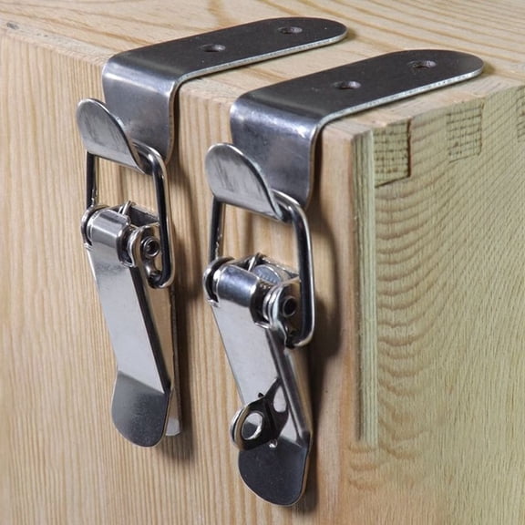 90 Degrees Duck-Mouth Buckle Hook Lock Stainless Steel Spring Loaded Draw Toggle Clamp Silver Hasp Catch A