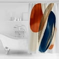 thumbnail image 4 of Small Stall Shower Curtain 36x78 Inch Narrow Half Size Navy Blue Burnt Orange Bath Curtains Bathroom Decor Retro Geometric Modern Waterproof Fabric Shower Curtain Set with Hooks 36 Inch, 4 of 6