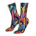 thumbnail image 5 of Bingfone Vibrant Graffiti Urban Art Prirnt Women's Men's Fun Pattern and Solid Crew Socks-1 Pair Pack-Cool & Classic Novelty Design Gifts, 5 of 7