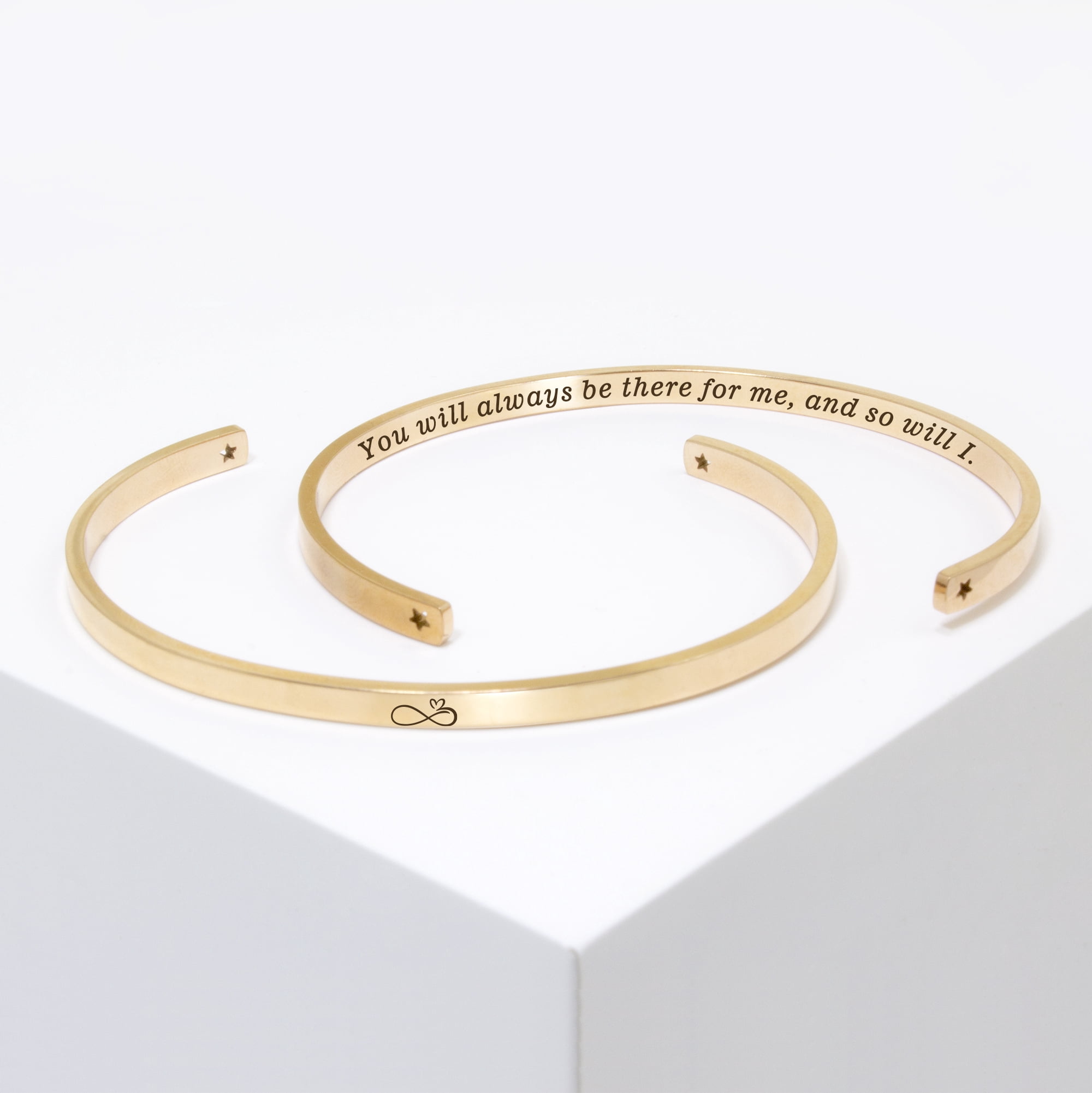 "You will always be there…" Adjustable Rose Gold Stainless Steel Cuff Bangle Mother's Day Gift Set