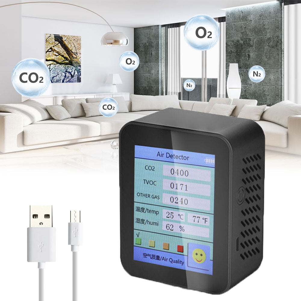 Household Air Quality Detector CO2 Tester with Carbon Dioxide Value Electricity Quantity Temperature Humidity Display