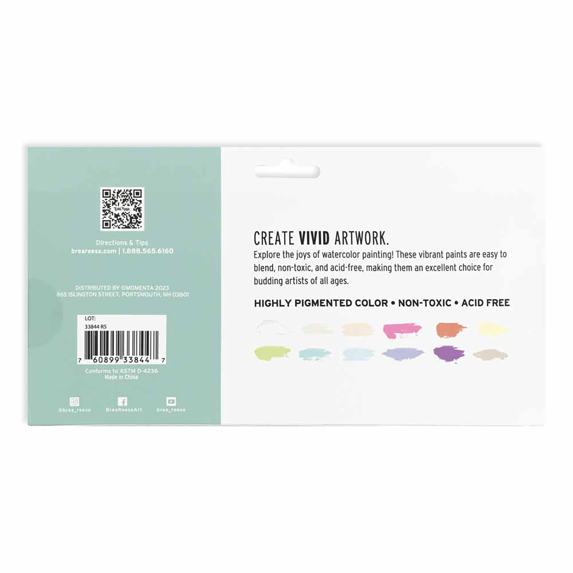 Brea Reese: Professional Watercolor Paint Set - Pastels - 12 Tubes - Soft Muted Hues, Matte Finish, Acid-Free & Non-Toxic, Adult Art Supplies