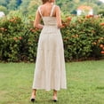thumbnail image 5 of KDDYLITQ 2 Piece Sets for Women Summer Plaid Sleeveless Ruffle Hem Tops Flowy Skirts Matching Casual Outfits with Pockets Khaki L, 5 of 7