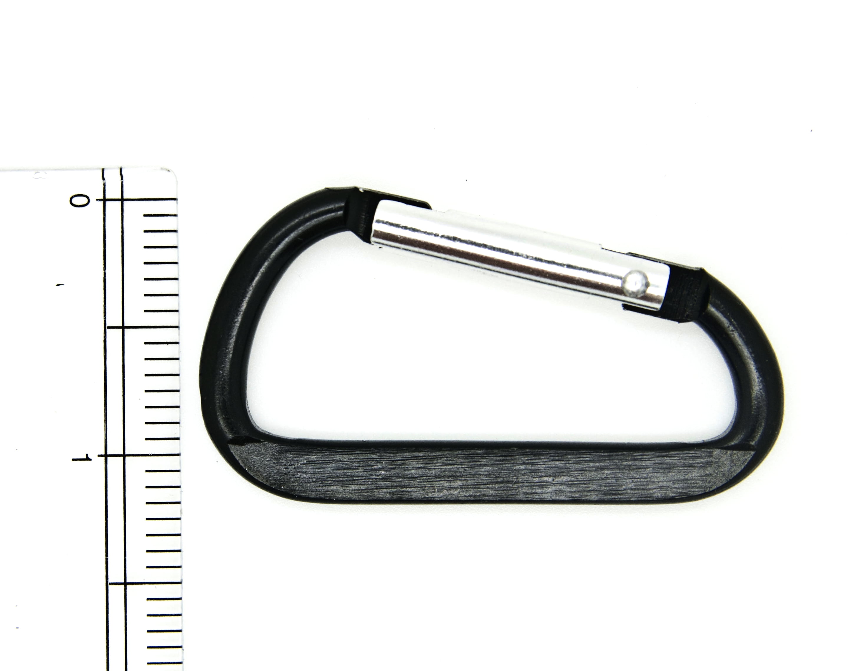 100 pcs - 2.25 inch Black Aluminum Carabiner D Shape Flat Edge, Keychain Clip, Spring Snap Key Chain Clip Hook