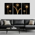 thumbnail image 3 of Hieng 3 Pcs Abstract Golden Dandelion Wall Art black gold Plant Pictures Paintings Artwork Modern minimalist dandelion wall decor prints for Living room bedroom office decoration Unframed, 3 of 6