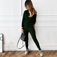 thumbnail image 1 of Conjunto de suéter y pantalones casuales de moda de color sólido con cuello alto para mujer, 1 of 6