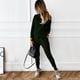 thumbnail image 1 of Conjunto de suéter y pantalones casuales de moda de color sólido con cuello alto para mujer, 1 of 6