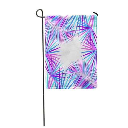 KDAGR Multicolor Palm Leaf on 80 and 90 Webpunk Vaporwave Garden Flag Decorative Flag House Banner 28x40 inch