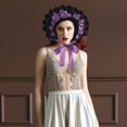 thumbnail image 7 of Slccxzc Women Victorian Bonnets Lace Party Sun Hat Gothic Style Lolita Exhibition Hair Accessories Flat Hat for Women, 7 of 7