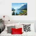 thumbnail image 4 of Nawypu  Canvas Print Pictures Wall Art Painting Railway Track and Vehicles Road Along The Columbia River in Columbia Framed &amp; Stretched Posters Ready to Hang Home Decor Artworks, 4 of 4