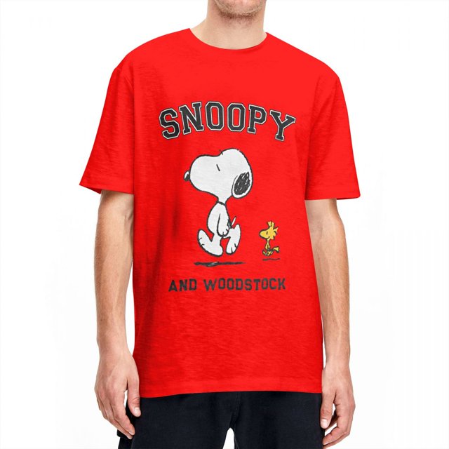 Camiseta de Snoopy y Charlie Brown para hombre, camisetas vintage de Peanuts, 100 % algodón, camisetas hippies de cuello redondo de verano, camisetas de gran tamaño