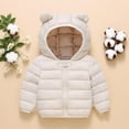 thumbnail image 2 of Tisuna Toddler Boys Girls Padded Jacket Solid Color Long Sleeve Bear Ear Hooded Coat Cute Lightweight Winter Kids Outerwear White Size 3-4 Years, 2 of 3