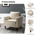 thumbnail image 5 of Upholstered Club Accent Chair Velvet Fabric Tufted Armchair Lounge Single Sofa Removable Backrest Wood Legs Home Living Room Ivory, 5 of 6