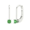 thumbnail image 2 of 0.2 Ct Round Cut Drop Dangle Green Crystal 14K White Solid Gold Everyday Dainty Earrings Lever Back, 2 of 7
