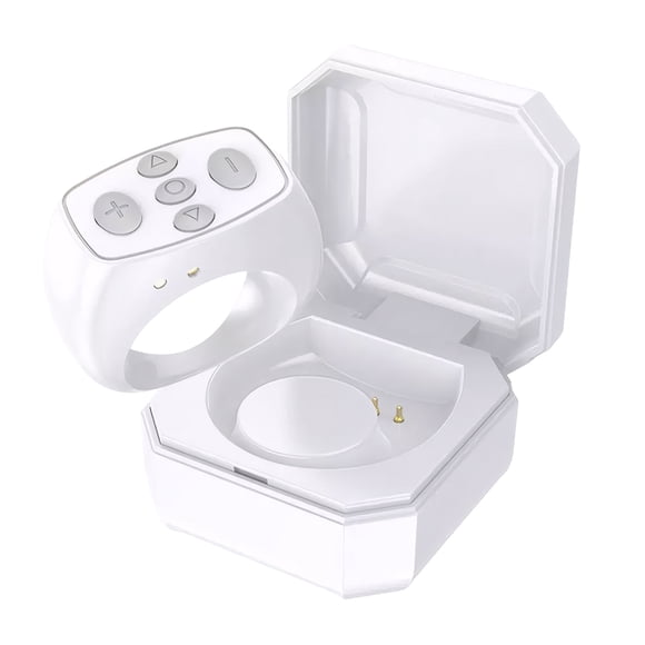 Youkk Ring Controller For Video Smooth Remote Shutter Function 4. Mini Charging Case Camera Remote Shutter white