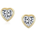 thumbnail image 2 of Bling Jewelry Womens Romantic Love Tiny Mini Cubic Zirconia Clear CZ Heart Stud Earrings 14K Yellow Gold, 2 of 6