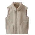 thumbnail image 5 of Otqutp Boys Girls Plain Fleece Vest Teen Kids Zip Up Mock Neck Sleeveless Thermal Fall Winter Outerwear Warm Jacket Waistcoat, 5 of 5
