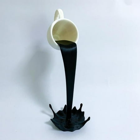 

OAVQHLG3B 2 Pack Floating Coffee Cups Coffee Bar Accessories Magic Pouring Spilling Splash Coffee Mugs Funny Sculpture Art Decor for Home Kitchen Present for Coffee Lover(White Black)