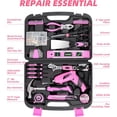 thumbnail image 2 of Pink Household Tool Set with 3.6V USB Electric Screwdriver, 136 PCS Home Tool Kit with Cordless Lithium-ion Drill Driver, Hand Tool Kits for Women, 2 of 7