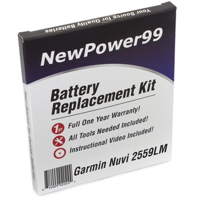 Garmin Nuvi 2559LM Battery Replacement Kit with Tools, Video Instructions, Extended Life Battery and Full One Year Warranty
