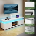 thumbnail image 3 of Uforic White TV Stand with Mount for 65" TVs, LED Media Console with Power Outlet, Height Adjustable, 3 of 7