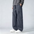 thumbnail image 2 of IhhxPro Big & Tall Men's Outdoor Cargo Pants with Elastic Waist Multi-Pockets Work Drawstring Trousers Lightweight Cotton Hiking Jogger Straight Leg Casual M-5XL, 2 of 7