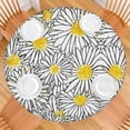 thumbnail image 2 of White Daisy Flower Black Lines Pattern Round Fitted Tablecloth with Elastic Edge,Dining Table Cover Waterproof,Outdoor Round Tablecloth for Camping,Dining,Indoor and Outdoor, 2 of 7