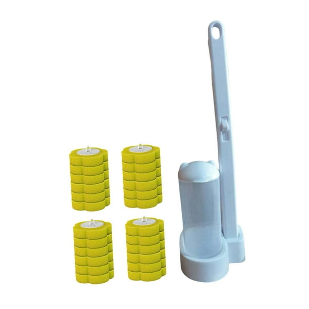 Cepillo de baño desechable con mango largo para limpieza doméstica y hotel. Amarillo