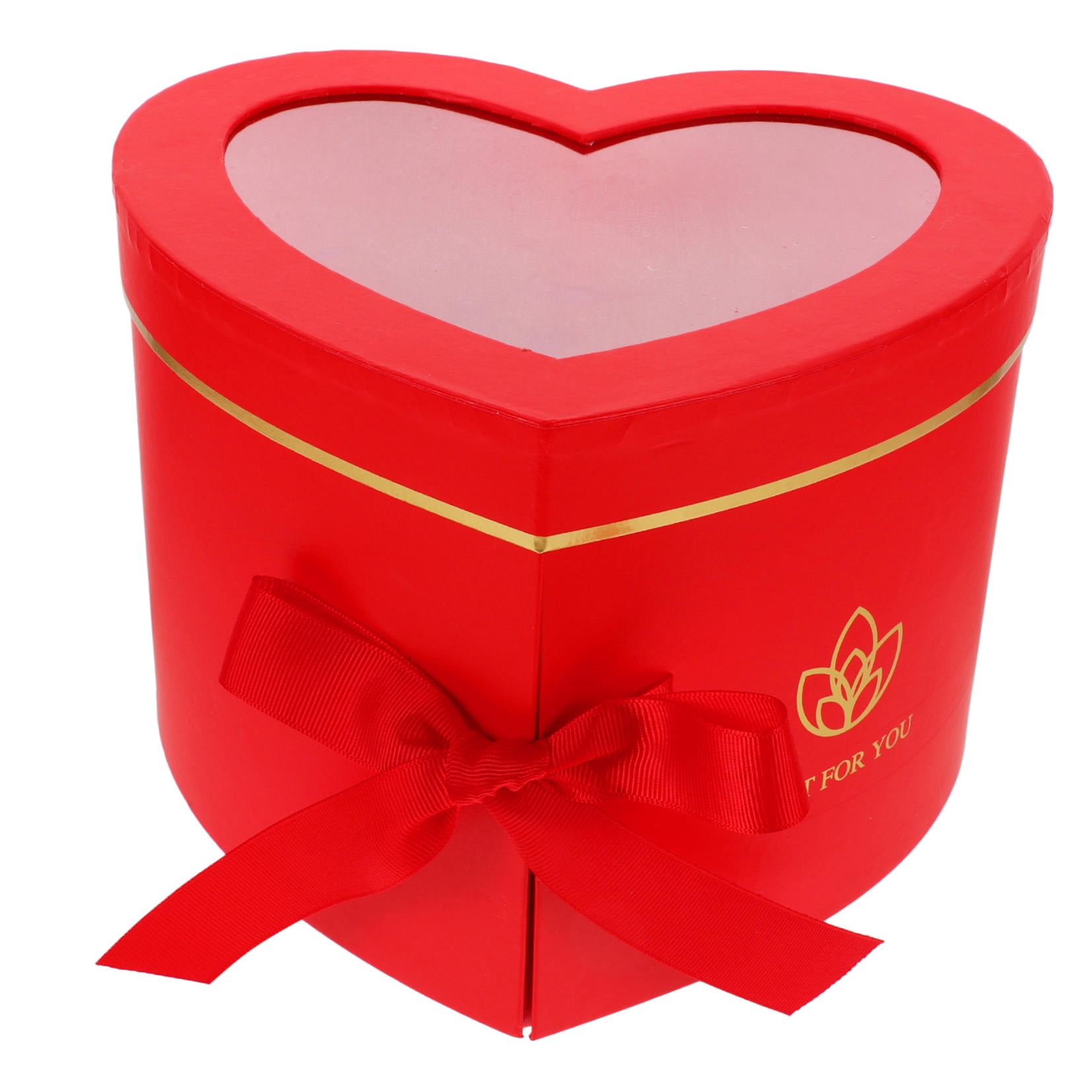 FELTECHELECTR Heart Shaped Box, Red Flower Packaging, Romantic Storage for Flowers and Small