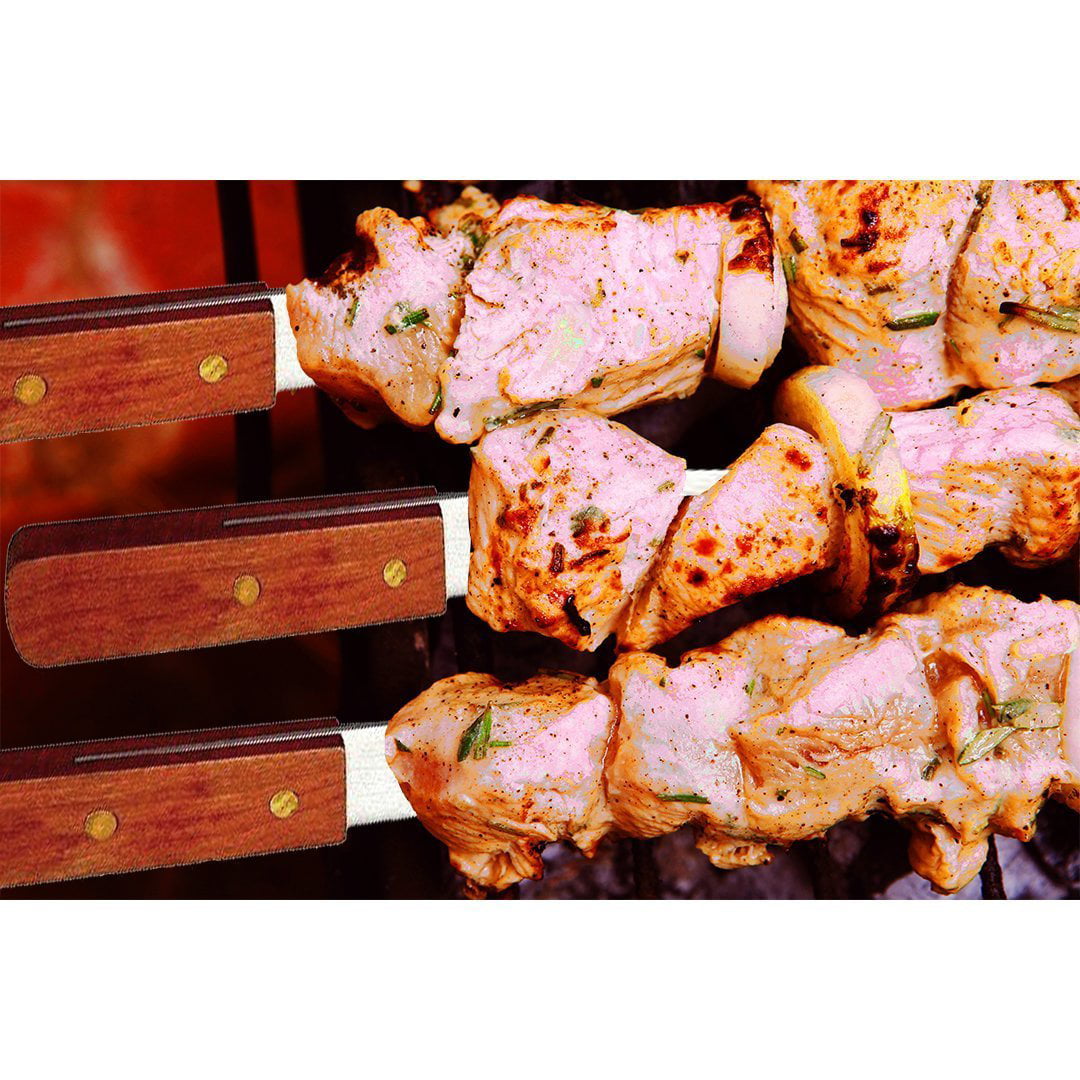 24 pk Details about   23" Long x 1" Wide Stainless Steel Barbeque Skewers Wood Handles 
