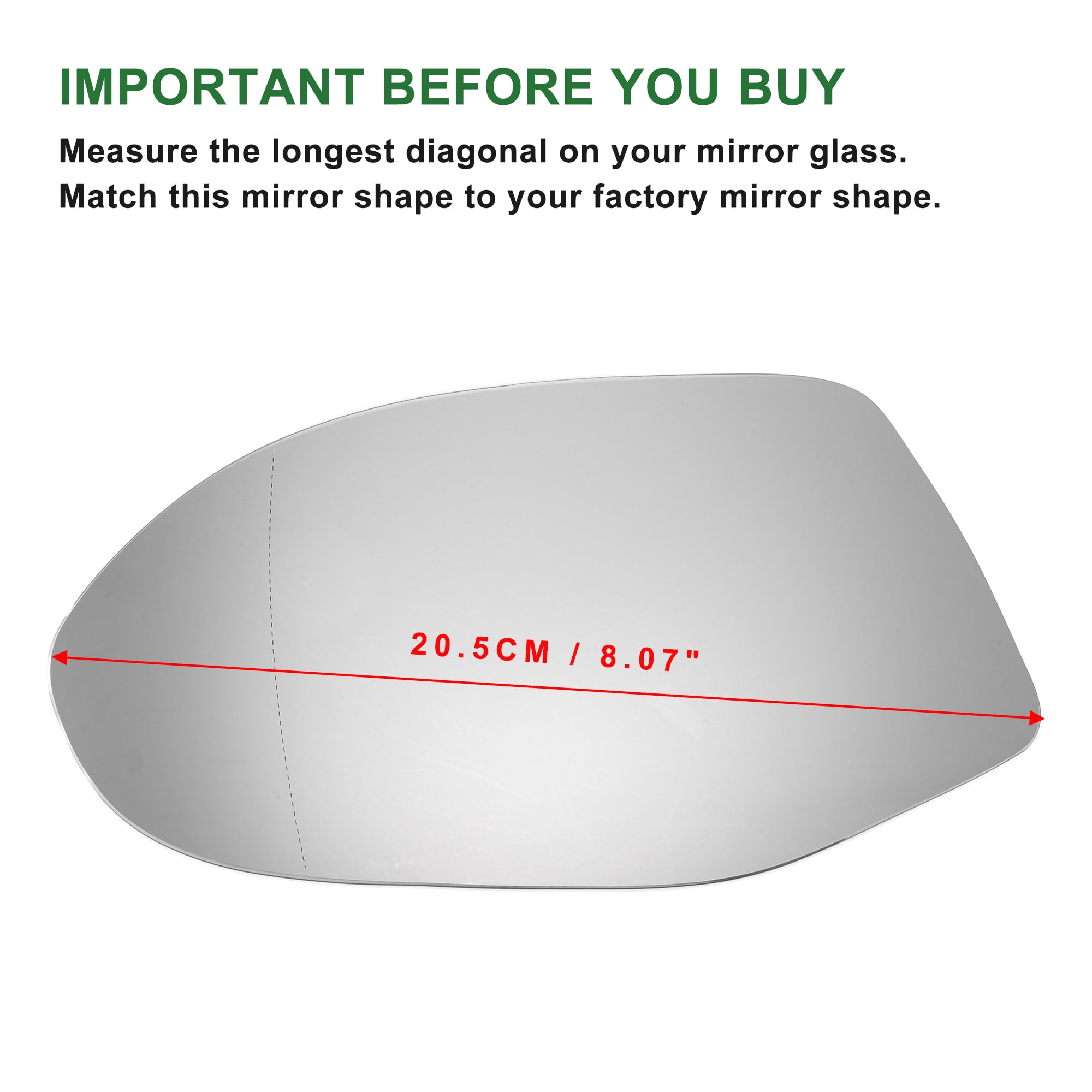 Unique Bargains Left Side Mirror Glass for Audi A7 2010-2018 4G8857535B Heated