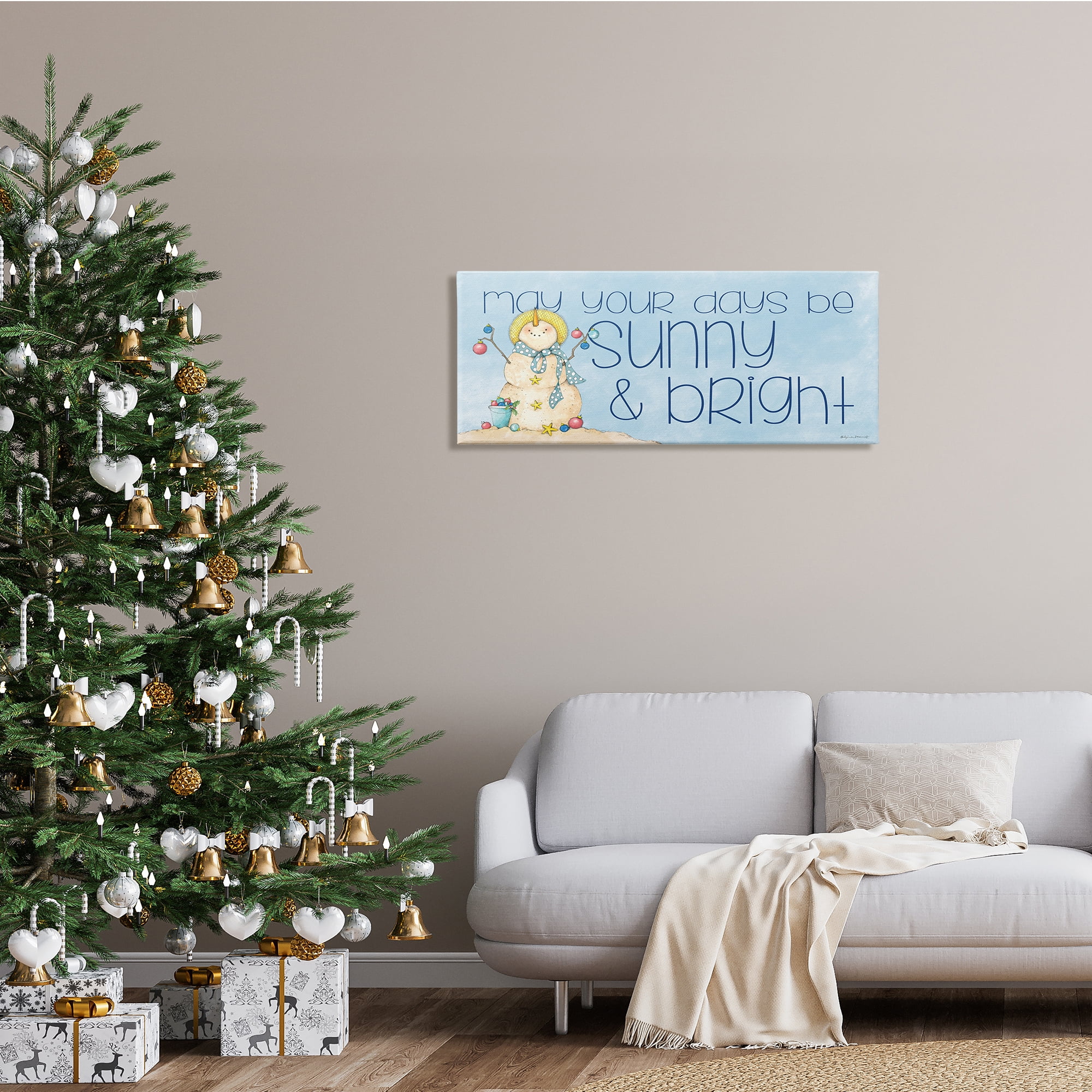 Stupell Industries Days Sunny and Bright Beach Sand Winter Snowman, 40 x 17, Design by Stephanie Workman Marrott