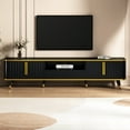 thumbnail image 2 of Modern Tv Stand For 80-89" Tvs, Cabinets, Drawer, Open Shelf, Black And Golden Theme 85" Entertainment Stand, Material, Look, Spacious Storage Options, 2 of 5