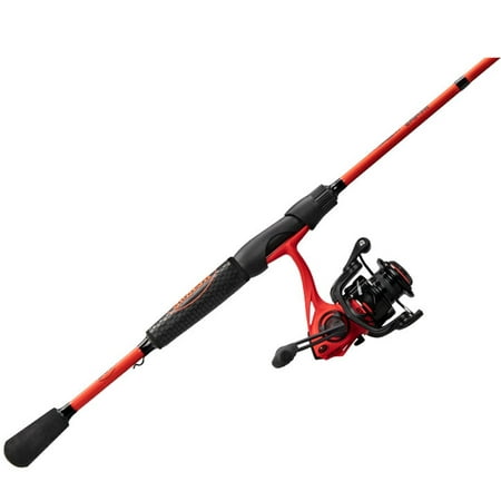 Lew s Mach Smash Spinning Reel and Fishing Rod Combo 6-Foot 6-Inch 1-Piece Rod Size 30 Reel Black/Red