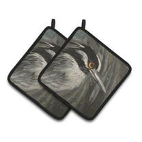 Caroline's Treasures JMK1219PTHD Night Heron Pair of Pot Holders , 7.5HX7.5W, multicolor
