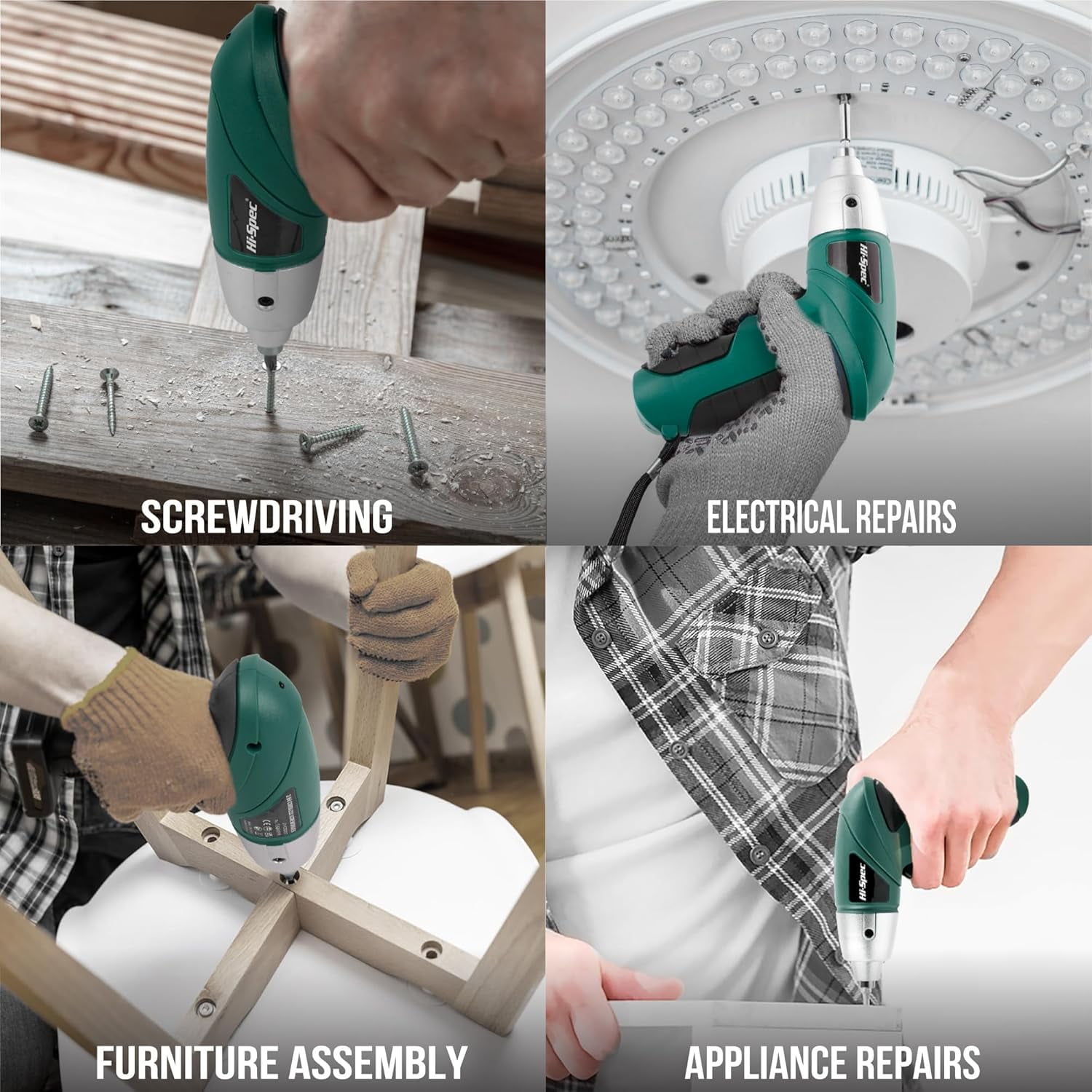 General 3.6V Cordless Electric Screwdriver Set with Interchangeable Bits, Green