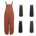 thumbnail image 3 of FNNMNNR Women Baggy Tulip Hem Loose Jumpsuits Overalls Square Neck Sleeveless Bib Pants with Pockets Plus Size, 3 of 6