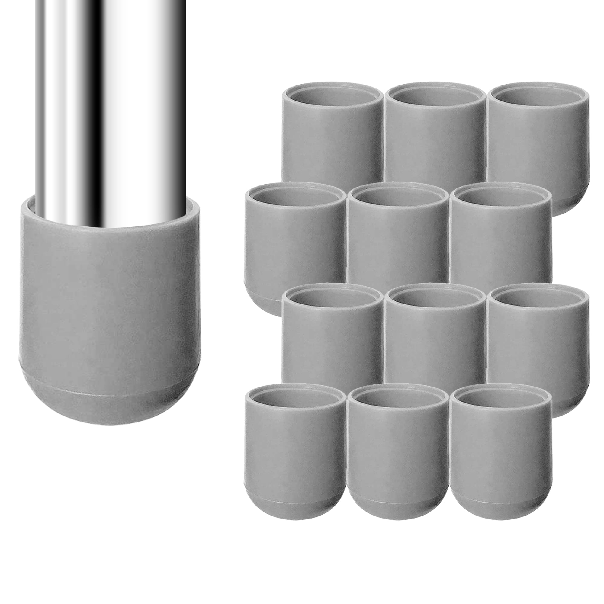Folding Chair Leg Caps 7/8 Inch, Gray Chair Caps for Floor Protection