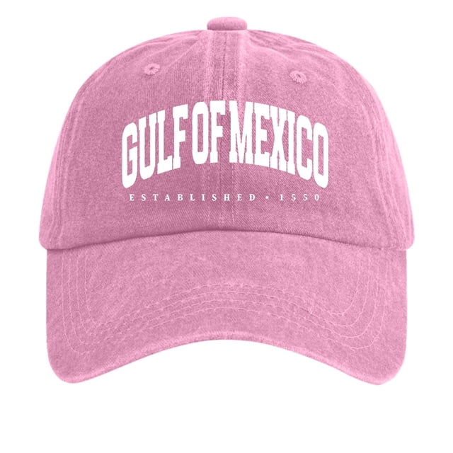 GDREDA Baseball Caps Women's Vintage Washed Denim Printed Baseball Cap,Pink