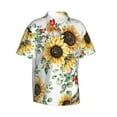 thumbnail image 3 of Xecao Sunflowers Leaves And Birds print Hawaiian shirt - a stylish short-sleeve button-down for men, perfect for casual beach and tropical outings., 3 of 9