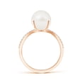 thumbnail image 2 of ANGARA Freshwater Cultured Pearl and Diamond Split Shank Ring in 14K Rose Gold for Women | June Birthstone, Birthday, Anniversary, Jewelry Gift for Women | Pearl Ring, 2 of 8