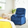 thumbnail image 3 of Infans Kids Youth Recliner Chair Velvet Fabric w/Cup Holder & Side Pocket Blue, 3 of 7