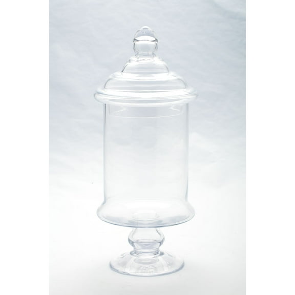 CC Home Furnishings 15” Clear Hand-Blown Glass Jar with Finial Lid