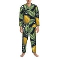 thumbnail image 4 of Bingfone Men'S Pajama Set 2 Piece Loungewear Pjs, Long Sleeve With Pajama Pants-Citrus Fruits Elegant Lemons, 4 of 9