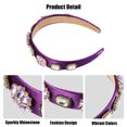 thumbnail image 4 of Unique Bargains Bling Rhinestone Headband Vintage Flowers Rhinestone Purple Satin Wide Edge Headband for Women, 1Pcs, 4 of 7