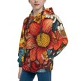 thumbnail image 2 of KLL Unisex Kids Boys Girls Hooded Pocket Pullover Hoodies-Colorful Vintage Floral Pattern, 2 of 5
